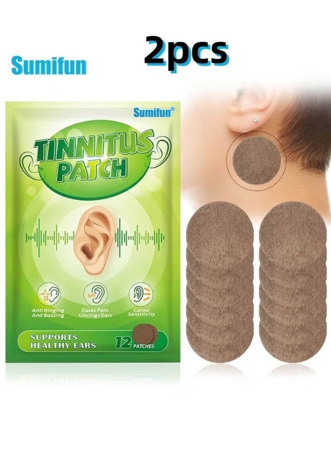 سوميفون لصقات الطنين لأذنين، علاج طبيعي لطنين الأذن، تخفيف فقدان السمع، حماية صحة الأذن، 12 قطعة * 2 لصقات - Image 1